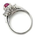 ノンブランド NON BRAND ルビー 1.26ct ダイヤモンド レッド×プラチナシルバー Pt900 ルビー ダイヤモンド リング 指輪 赤 1石 1粒 プラチナ900 オーバルカボション 7号