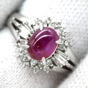 ノンブランド NON BRAND ルビー 1.26ct ダイヤモンド レッド×プラチナシルバー Pt900 ルビー ダイヤモンド リング 指輪 赤 1石 1粒 プラチナ900 オーバルカボション 7号