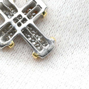 ノンブランド NON BRAND ダイヤモンド 0.92ct クロスペンダント イエローゴールド×ホワイトゴールド K18YG K18WG ダイヤモンド ネックレス 十字架 CROSS 18K 750 YG WG コンビ