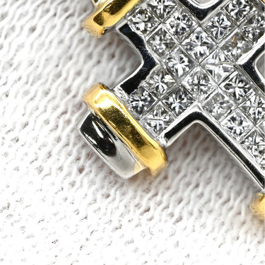 ノンブランド NON BRAND ダイヤモンド 0.92ct クロスペンダント イエローゴールド×ホワイトゴールド K18YG K18WG ダイヤモンド ネックレス 十字架 CROSS 18K 750 YG WG コンビ