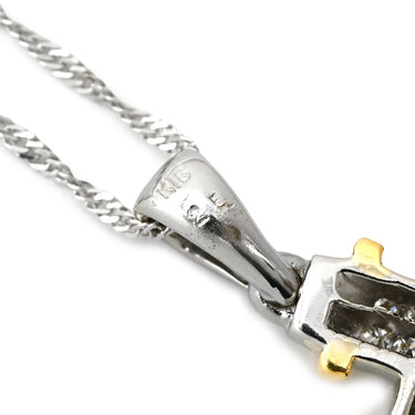 ノンブランド NON BRAND ダイヤモンド 0.92ct クロスペンダント イエローゴールド×ホワイトゴールド K18YG K18WG ダイヤモンド ネックレス 十字架 CROSS 18K 750 YG WG コンビ