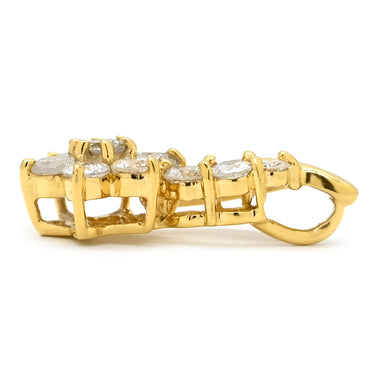 ノンブランド NON BRAND ダイヤ 0.50 フラワーモチーフ イエローゴールド K18YG ダイヤモンド ペンダントトップ 18K 750 YG ネックレストップ 花 10粒 10石