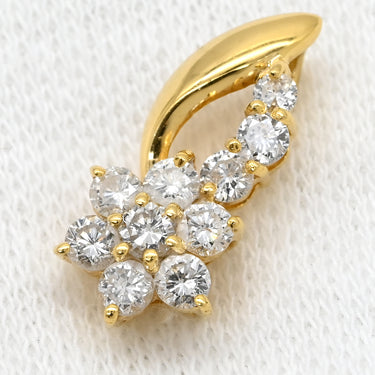 ノンブランド NON BRAND ダイヤ 0.50 フラワーモチーフ イエローゴールド K18YG ダイヤモンド ペンダントトップ 18K 750 YG ネックレストップ 花 10粒 10石