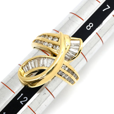 シャレード CHARADE ダイヤモンド 1.00ct デザインリング イエローゴールド K18YG ダイヤモンド リング 指輪 Au750 18K 18金 YG バゲットカット ラウンドブリリアント 10号
