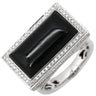 ノンブランド NON BRAND ネフライト 10.3ct ダイヤ スクエア ブラック×ホワイトゴールド K18WG ダイヤモンド ネフライト リング 指輪 黒 18K 750 WG 長四角 ミックスカボションカット 14.5号