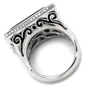 ノンブランド NON BRAND ネフライト 10.3ct ダイヤ スクエア ブラック×ホワイトゴールド K18WG ダイヤモンド ネフライト リング 指輪 黒 18K 750 WG 長四角 ミックスカボションカット 14.5号