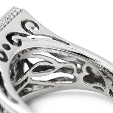 ノンブランド NON BRAND ネフライト 10.3ct ダイヤ スクエア ブラック×ホワイトゴールド K18WG ダイヤモンド ネフライト リング 指輪 黒 18K 750 WG 長四角 ミックスカボションカット 14.5号