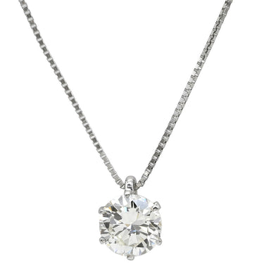 ノンブランド NON BRAND ダイヤモンド 1.351ct プラチナシルバー Pt950 ダイヤモンド Pt850（チェーン） ネックレス プラチナ 1P 1石 1粒 6本爪 ソリティア ベネチアンチェーン