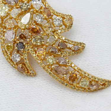 ノンブランド NON BRAND ダイヤモンド 色石 マルチカラー×イエローゴールド K18YG ダイヤモンド 色石 ネックレス Au750 18K 18金 パヴェ カラフル 葉 植物 羽 翼 炎モチーフ