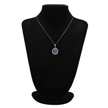 ノンブランド NON BRAND スターサファイア 40.3ct ダイヤ ブルー×プラチナシルバー Pt900 サファイア ダイヤモンド PT850(チェーン) ネックレス スリランカ産 大粒 1石 青 プラチナ900 オーバルカボションカット