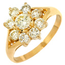 ノンブランド NON BRAND ダイヤモンド 1.00ct フラワーモチーフ イエローゴールド K18YG ダイヤモンド リング 指輪 18K 750 YG 花 8石 8粒 ラウンドブリリアント 12.5号