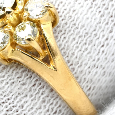 ノンブランド NON BRAND ダイヤモンド 1.00ct フラワーモチーフ イエローゴールド K18YG ダイヤモンド リング 指輪 18K 750 YG 花 8石 8粒 ラウンドブリリアント 12.5号