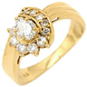 ノンブランド NON BRAND ダイヤモンド 0.50ct フラワーモチーフ イエローゴールド K18YG ダイヤモンド リング 指輪 18K 750 YG 花 ラウンドブリリアント カーブリング 10号