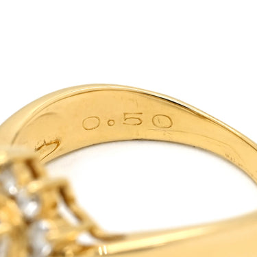 ノンブランド NON BRAND ダイヤモンド 0.50ct フラワーモチーフ イエローゴールド K18YG ダイヤモンド リング 指輪 18K 750 YG 花 ラウンドブリリアント カーブリング 10号