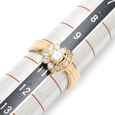 ノンブランド NON BRAND ダイヤモンド 0.50ct フラワーモチーフ イエローゴールド K18YG ダイヤモンド リング 指輪 18K 750 YG 花 ラウンドブリリアント カーブリング 10号
