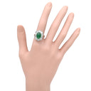 ノンブランド NON BRAND エメラルド5.21ct ダイヤモンド グリーン×プラチナシルバー Pt900 エメラルド ダイヤモンド リング 指輪 緑 カボションカット プラチナ900 テーパーダイヤ 13号