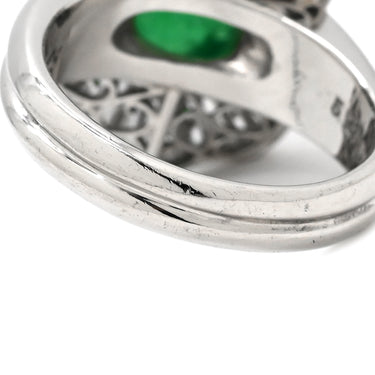 ノンブランド NON BRAND エメラルド5.21ct ダイヤモンド グリーン×プラチナシルバー Pt900 エメラルド ダイヤモンド リング 指輪 緑 カボションカット プラチナ900 テーパーダイヤ 13号