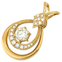 ノンブランド NON BRAND ダイヤモンド 1.001ct イエローゴールド K18YG ダイヤモンド ペンダントトップ 2連 2重 18K 750 YG ネックレストップ ラウンドブリリアント ドロップ スウィング