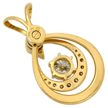 ノンブランド NON BRAND ダイヤモンド 1.001ct イエローゴールド K18YG ダイヤモンド ペンダントトップ 2連 2重 18K 750 YG ネックレストップ ラウンドブリリアント ドロップ スウィング