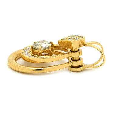ノンブランド NON BRAND ダイヤモンド 1.001ct イエローゴールド K18YG ダイヤモンド ペンダントトップ 2連 2重 18K 750 YG ネックレストップ ラウンドブリリアント ドロップ スウィング
