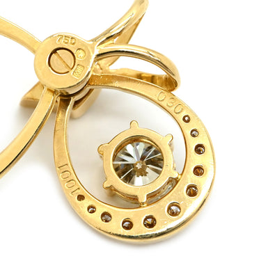 ノンブランド NON BRAND ダイヤモンド 1.001ct イエローゴールド K18YG ダイヤモンド ペンダントトップ 2連 2重 18K 750 YG ネックレストップ ラウンドブリリアント ドロップ スウィング
