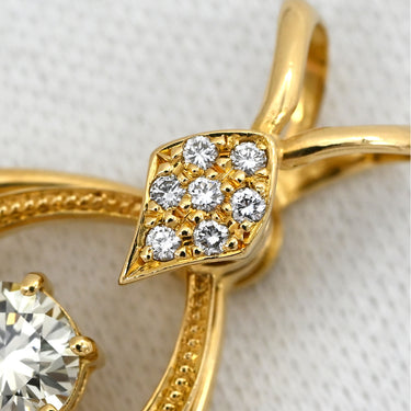 ノンブランド NON BRAND ダイヤモンド 1.001ct イエローゴールド K18YG ダイヤモンド ペンダントトップ 2連 2重 18K 750 YG ネックレストップ ラウンドブリリアント ドロップ スウィング