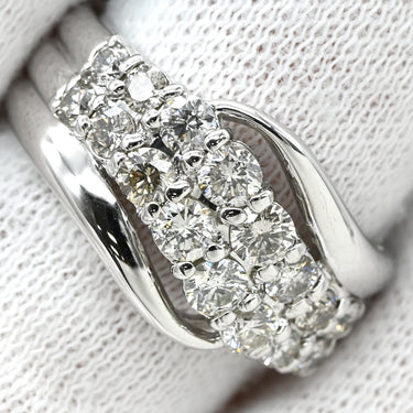 ノンブランド NON BRAND ダイヤモンド 1.00ct デザインリング プラチナシルバー Pt900 ダイヤモンド リング 指輪 プラチナ900 ウエーブ 16粒 16石 11.5号