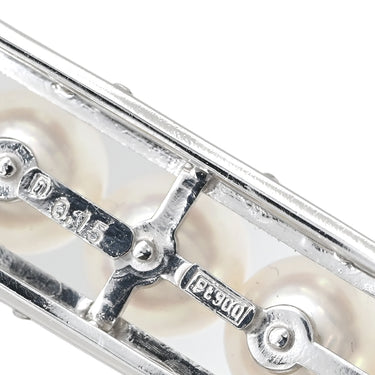 ノンブランド NON BRAND 5Pパール ダイヤ 0.15ct 帯どめ パールホワイト×プラチナシルバー Pt900 パール ダイヤモンド アクセサリー プラチナ 帯留め 5粒 5連 真珠 あこや アコヤ