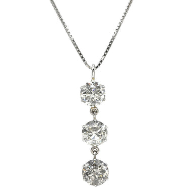 ノンブランド NON BRAND トリロジー ダイヤモンド プラチナシルバー Pt900 ダイヤモンド Pt850（チェーン） ネックレス 3P 3石 3粒 スリーストーン ドロップ スイング
