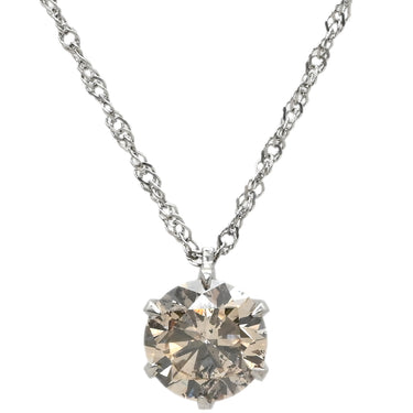 ノンブランド NON BRAND ブラウン ダイヤモンド ブラウン×プラチナシルバー Pt1000 Pt850（チェーン） ダイヤモンド ネックレス 茶 プラチナ Pt999.9 1P 1石 1粒 ソリティア スクリューチェーン