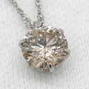 ノンブランド NON BRAND ブラウン ダイヤモンド ブラウン×プラチナシルバー Pt1000 Pt850（チェーン） ダイヤモンド ネックレス 茶 プラチナ Pt999.9 1P 1石 1粒 ソリティア スクリューチェーン