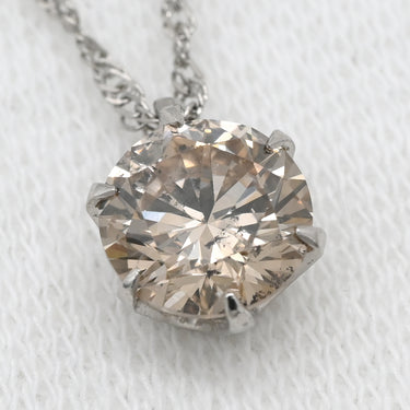 ノンブランド NON BRAND ブラウン ダイヤモンド ブラウン×プラチナシルバー Pt1000 Pt850（チェーン） ダイヤモンド ネックレス 茶 プラチナ Pt999.9 1P 1石 1粒 ソリティア スクリューチェーン