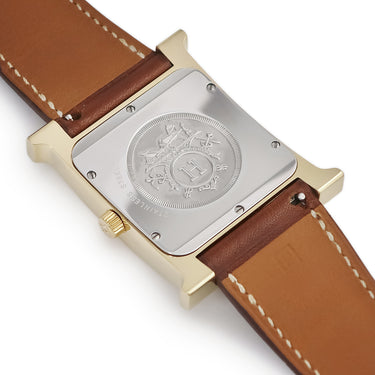 腕時計 エルメス HERMES Hウォッチ TGM HH1.801 クオーツ メンズ H型 スクエア シャンパン アラビア