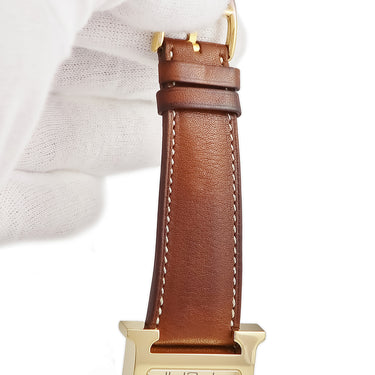 腕時計 エルメス HERMES Hウォッチ TGM HH1.801 クオーツ メンズ H型 スクエア シャンパン アラビア