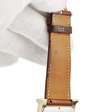 腕時計 エルメス HERMES Hウォッチ TGM HH1.801 クオーツ メンズ H型 スクエア シャンパン アラビア