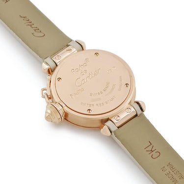 腕時計 カルティエ Cartier ミスパシャ WJ124028 クオーツ レディース K18PG無垢 純正ダイヤ シルバー 青針 アラビア