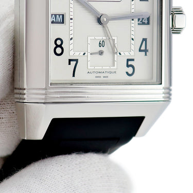 腕時計 ジャガールクルト JAEGER LECOULTRE レベルソ スクアドラ ホームタイム Q7008420 230.8.77 自動巻き メンズ 回転 スクエア 2タイム GMT
