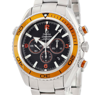 腕時計 オメガ OMEGA シーマスター プラネットオーシャン 600M 2218.50.00 自動巻き メンズ ブラック オレンジ スモールセコンド