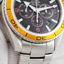 腕時計 オメガ OMEGA シーマスター プラネットオーシャン 600M 2218.50.00 自動巻き メンズ ブラック オレンジ スモールセコンド