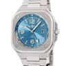 腕時計 ベル&ロス BELL＆ROSS BR05 GMT スカイブルー BR05G-PB-ST/SST 自動巻き メンズ デイト バー アラビア デュアルタイム