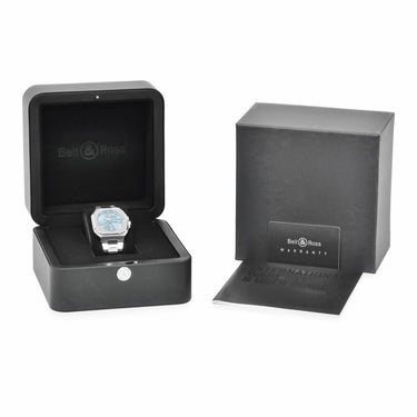 腕時計 ベル&ロス BELL＆ROSS BR05 GMT スカイブルー BR05G-PB-ST/SST 自動巻き メンズ デイト バー アラビア デュアルタイム