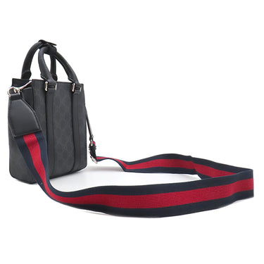 グッチ GUCCI ミニ トートバッグ ウェブライン 696010 ブラック GGスプリームキャンバス 2WAYバッグ シルバー金具 黒 ショルダー シェリーライン