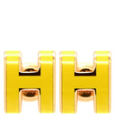 エルメス HERMES ポップアッシュ Hピアス ミニ イエローXローズゴールド GP エナメル ピアス ピンクゴールド金具 黄 Hモチーフ