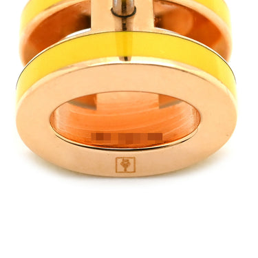 エルメス HERMES ポップアッシュ Hピアス ミニ イエローXローズゴールド GP エナメル ピアス ピンクゴールド金具 黄 Hモチーフ