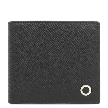 ブルガリ BVLGARI マン コンパクトウォレット 294730 ブラック グレインカーフレザー 二つ折り財布 シルバー金具 黒 二つ折り 札入れ