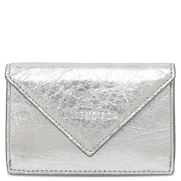 バレンシアガ BALENCIAGA ペーパー ミニ ウォレット 391446 シルバー レザー 三つ折り財布 コンパクトウォレット