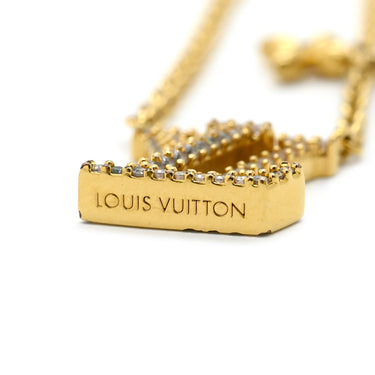 ルイヴィトン LOUIS VUITTON LV アイコニック M00596 ゴールド GP ストラス ラインストーン ネックレス ロゴ モノグラムフラワー LVイニシャル LVサークル