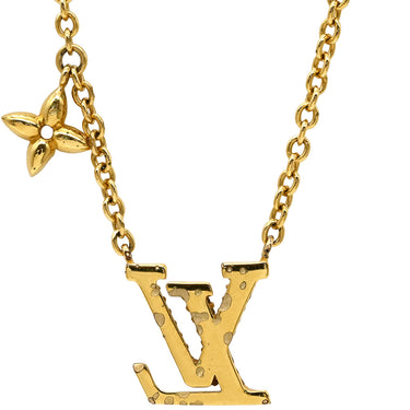 ルイヴィトン LOUIS VUITTON LV アイコニック M00596 ゴールド GP ストラス ラインストーン ネックレス ロゴ モノグラムフラワー LVイニシャル LVサークル