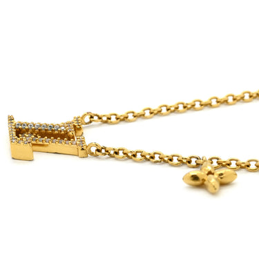 ルイヴィトン LOUIS VUITTON LV アイコニック M00596 ゴールド GP ストラス ラインストーン ネックレス ロゴ モノグラムフラワー LVイニシャル LVサークル