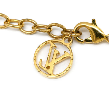 ルイヴィトン LOUIS VUITTON LV アイコニック M00596 ゴールド GP ストラス ラインストーン ネックレス ロゴ モノグラムフラワー LVイニシャル LVサークル